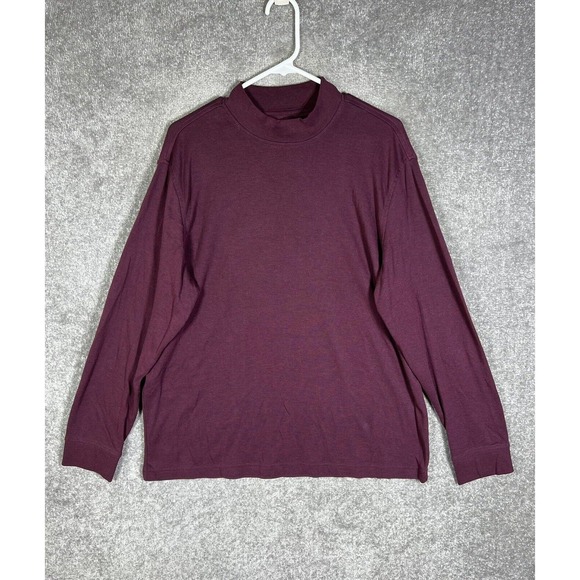 Croft & Barrow Extra Soft Long Sleeve Mock Neck Shirt Mens Size‎ Large Burgundy - Picture 1 of 13